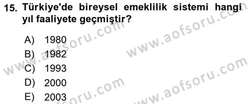 Finansal Kurumlar Dersi 2018 - 2019 Yılı (Final) Dönem Sonu Sınav Soruları 15. Soru