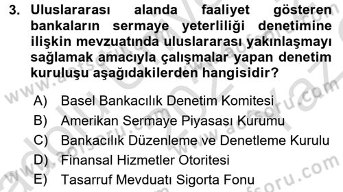 Finansal Kurumlar Dersi 2021 - 2022 Yılı Yaz Okulu Sınavı 3. Soru