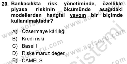 Finansal Kurumlar Dersi 2022 - 2023 Yılı Yaz Okulu Sınavı 20. Soru