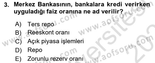 Finansal Kurumlar Dersi 2024 - 2025 Yılı (Vize) Ara Sınav Soruları 3. Soru