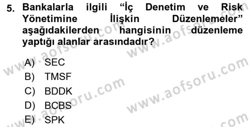 Finansal Kurumlar Dersi 2024 - 2025 Yılı (Vize) Ara Sınav Soruları 5. Soru