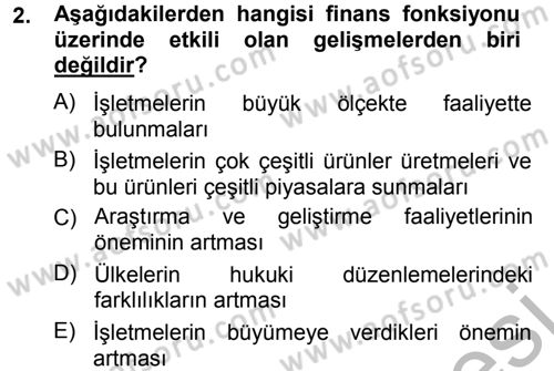 Finansal Yönetim 1 Dersi 2012 - 2013 Yılı (Vize) Ara Sınav Soruları 2. Soru