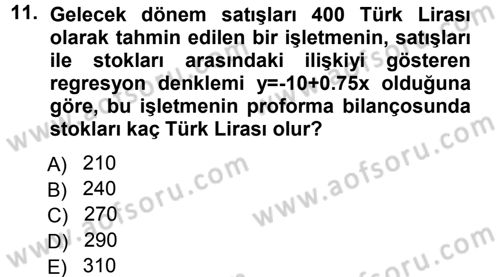 Finansal Yönetim 1 Dersi 2012 - 2013 Yılı (Final) Dönem Sonu Sınavı 11. Soru