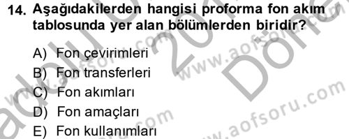 Finansal Yönetim 1 Dersi 2014 - 2015 Yılı (Final) Dönem Sonu Sınavı 14. Soru