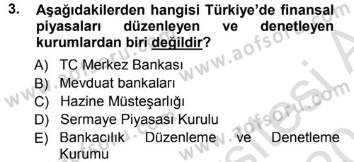 Finansal Yönetim 1 Dersi 2014 - 2015 Yılı Tek Ders Sınavı 3. Soru