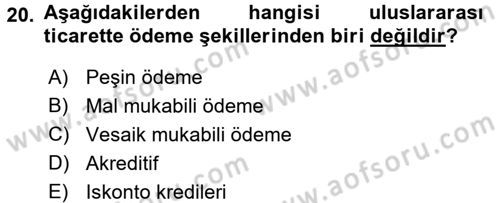 Finansal Yönetim 1 Dersi 2016 - 2017 Yılı (Final) Dönem Sonu Sınav Soruları 20. Soru