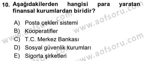 Finansal Yönetim 1 Dersi 2018 - 2019 Yılı (Vize) Ara Sınavı 10. Soru