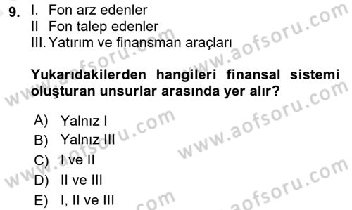 Finansal Yönetim 1 Dersi 2018 - 2019 Yılı (Vize) Ara Sınavı 9. Soru