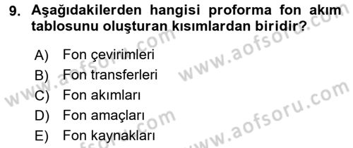 Finansal Yönetim 1 Dersi 2019 - 2020 Yılı (Final) Dönem Sonu Sınavı 9. Soru