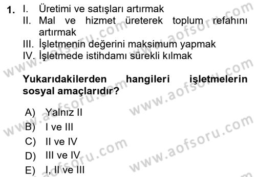 Finansal Yönetim 1 Dersi 2021 - 2022 Yılı (Vize) Ara Sınavı 1. Soru