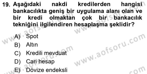 Finansal Yönetim 1 Dersi 2023 - 2024 Yılı (Final) Dönem Sonu Sınavı 19. Soru