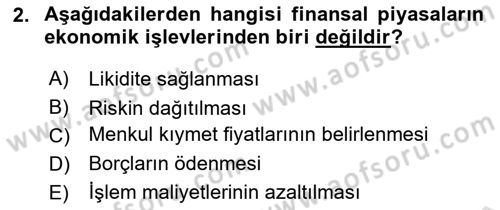 Finansal Yönetim 1 Dersi 2024 - 2025 Yılı Yaz Okulu Sınav Soruları 2. Soru
