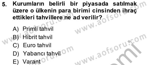 Finansal Yönetim 2 Dersi 2013 - 2014 Yılı (Vize) Ara Sınavı 5. Soru