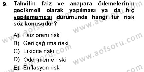 Finansal Yönetim 2 Dersi 2013 - 2014 Yılı (Vize) Ara Sınavı 9. Soru