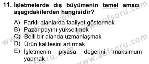 Finansal Yönetim 2 Dersi 2013 - 2014 Yılı Tek Ders Sınavı 11. Soru