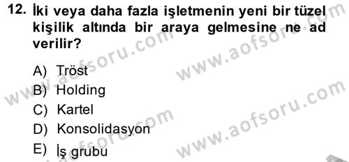 Finansal Yönetim 2 Dersi 2014 - 2015 Yılı (Final) Dönem Sonu Sınavı 12. Soru