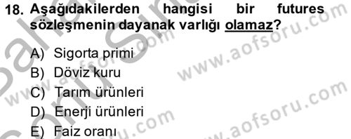 Finansal Yönetim 2 Dersi 2014 - 2015 Yılı (Final) Dönem Sonu Sınavı 18. Soru