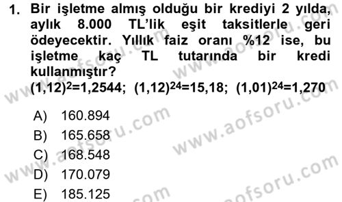 Finansal Yönetim 2 Dersi 2015 - 2016 Yılı (Vize) Ara Sınav Soruları 1. Soru