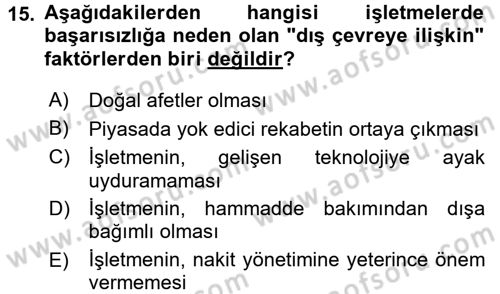 Finansal Yönetim 2 Dersi 2015 - 2016 Yılı (Final) Dönem Sonu Sınav Soruları 15. Soru