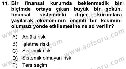 Finansal Yönetim 2 Dersi 2015 - 2016 Yılı Tek Ders Sınavı 11. Soru
