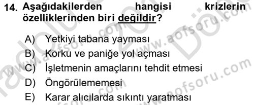 Finansal Yönetim 2 Dersi 2016 - 2017 Yılı (Final) Dönem Sonu Sınav Soruları 14. Soru