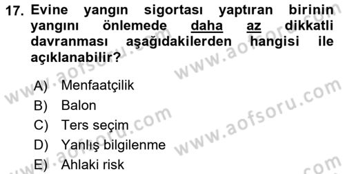 Finansal Yönetim 2 Dersi 2021 - 2022 Yılı Yaz Okulu Sınavı 17. Soru