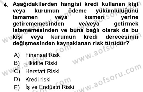 Finansal Yönetim 2 Dersi 2021 - 2022 Yılı Yaz Okulu Sınavı 4. Soru