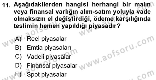Finansal Yönetim 2 Dersi 2024 - 2025 Yılı (Final) Dönem Sonu Sınav Soruları 11. Soru