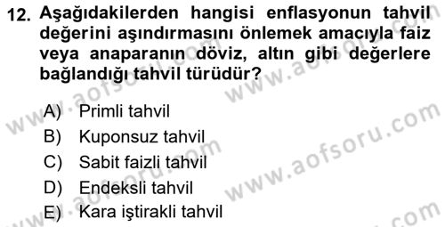 Finansal Yönetim 2 Dersi 2025 - 2026 Yılı (Vize) Ara Sınav Soruları 12. Soru