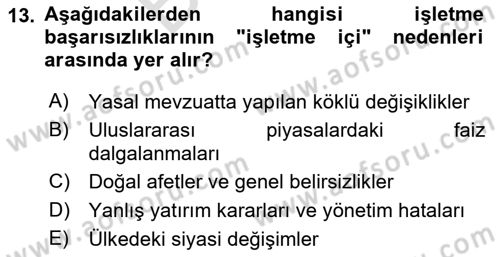 Finansal Yönetim 2 Dersi 2025 - 2026 Yılı (Final) Dönem Sonu Sınav Soruları 13. Soru