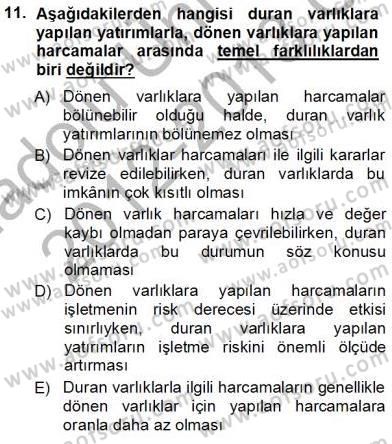 Girişim Finansmanı Dersi 2012 - 2013 Yılı (Vize) Ara Sınav Soruları 11. Soru
