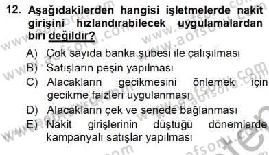Girişim Finansmanı Dersi 2012 - 2013 Yılı (Vize) Ara Sınav Soruları 12. Soru