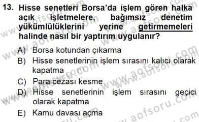 Girişim Finansmanı Dersi 2012 - 2013 Yılı (Final) Dönem Sonu Sınavı 13. Soru