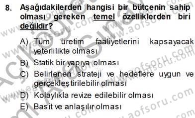 Girişim Finansmanı Dersi 2013 - 2014 Yılı (Vize) Ara Sınav Soruları 8. Soru