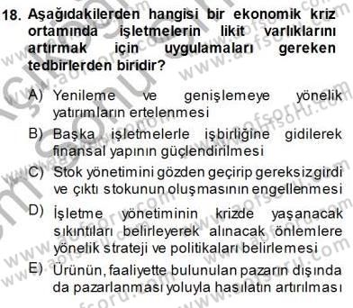 Girişim Finansmanı Dersi 2013 - 2014 Yılı (Final) Dönem Sonu Sınav Soruları 18. Soru