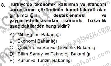 Girişim Finansmanı Dersi 2013 - 2014 Yılı (Final) Dönem Sonu Sınav Soruları 8. Soru