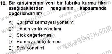 Girişim Finansmanı Dersi 2013 - 2014 Yılı Tek Ders Sınav Soruları 10. Soru
