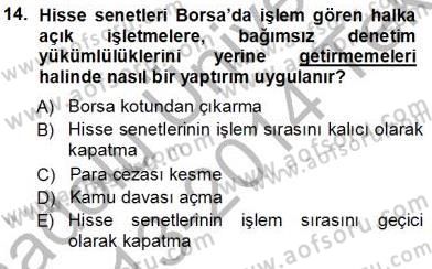 Girişim Finansmanı Dersi 2013 - 2014 Yılı Tek Ders Sınav Soruları 14. Soru