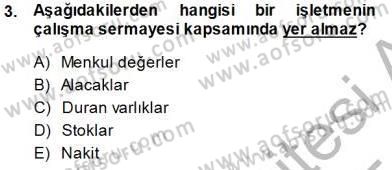 Girişim Finansmanı Dersi 2014 - 2015 Yılı (Vize) Ara Sınav Soruları 3. Soru