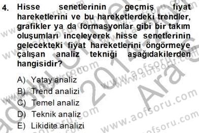Girişim Finansmanı Dersi 2014 - 2015 Yılı (Vize) Ara Sınav Soruları 4. Soru