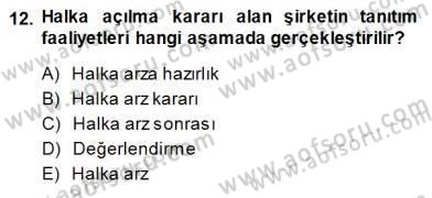 Girişim Finansmanı Dersi 2014 - 2015 Yılı (Final) Dönem Sonu Sınav Soruları 12. Soru