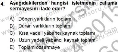 Girişim Finansmanı Dersi 2014 - 2015 Yılı (Final) Dönem Sonu Sınav Soruları 4. Soru