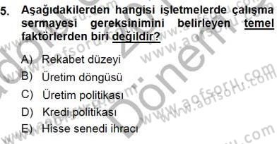 Girişim Finansmanı Dersi 2014 - 2015 Yılı (Final) Dönem Sonu Sınav Soruları 5. Soru