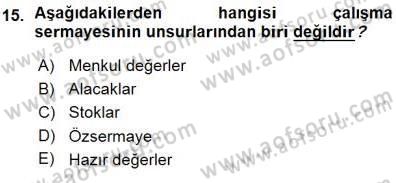 Girişim Finansmanı Dersi 2015 - 2016 Yılı (Vize) Ara Sınav Soruları 15. Soru