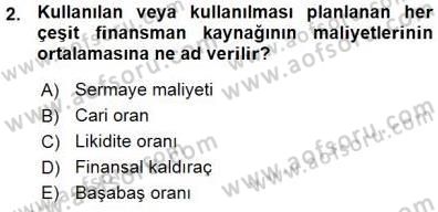 Girişim Finansmanı Dersi 2015 - 2016 Yılı (Vize) Ara Sınav Soruları 2. Soru