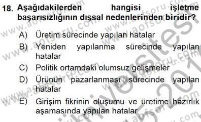 Girişim Finansmanı Dersi 2015 - 2016 Yılı (Final) Dönem Sonu Sınav Soruları 18. Soru