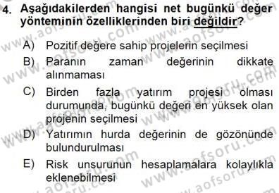 Girişim Finansmanı Dersi 2015 - 2016 Yılı (Final) Dönem Sonu Sınav Soruları 4. Soru