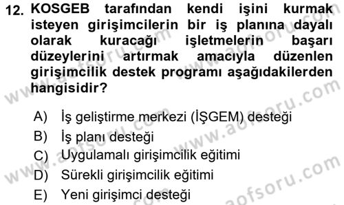 Girişim Finansmanı Dersi 2016 - 2017 Yılı 3 Ders Sınav Soruları 12. Soru