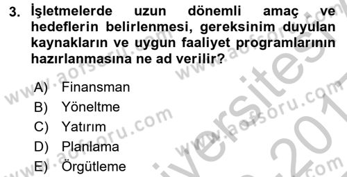 Girişim Finansmanı Dersi 2016 - 2017 Yılı 3 Ders Sınav Soruları 3. Soru
