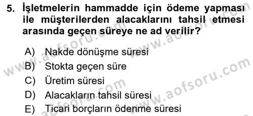 Girişim Finansmanı Dersi 2016 - 2017 Yılı 3 Ders Sınav Soruları 5. Soru